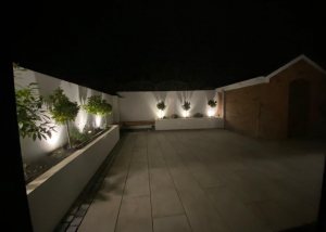 Renovated outdoor patio area with aesthetic lights installed, Image 9